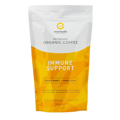 Enerhealth Botanicals NutriCafé Immune Support – Fairly Traded, Low Acid, Medium Roast Whole Arabica Bean Coffee, Infused with 6 Organic Mushroom Extracts to Boost Immunity – 12 oz