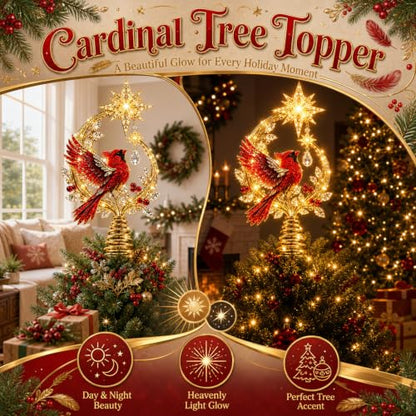 Cardinal Heaven's Light Tree Topper - Cardinal Christmas Tree Topper 1PCS