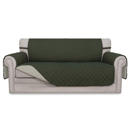 Easy-Going Sofa Slipcover Reversible Loveseat Sofa Cover Couch Cover for 2 Cushion Couch Furniture Protector with Elastic Straps for Pets Kids Dog Cat (Oversized Loveseat, Army Green/Beige)