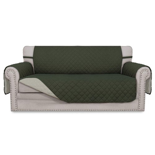 Easy-Going Sofa Slipcover Reversible Loveseat Sofa Cover Couch Cover for 2 Cushion Couch Furniture Protector with Elastic Straps for Pets Kids Dog Cat (Oversized Loveseat, Army Green/Beige)
