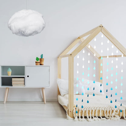 Skiennix 15 Pcs Artificial Cloud Props - 3D Raindrop Garland Set for Baby Shower & Party Decor