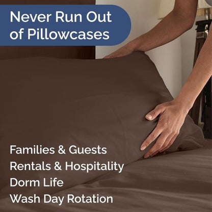 King Pillow Cases by [Brand Name] - Ultra Soft Hotel Quality Covers - Wrinkle-Free & Easy Care - 10 Pcs Set in Brown