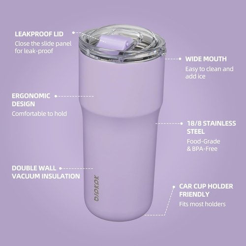 BJPKPK Insulated Tumbler - 24oz Stainless Steel Travel Mug with Lid | Keeps Drinks Hot & Cold - Lavender
