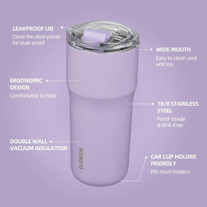BJPKPK Insulated Tumbler - 24oz Stainless Steel Travel Mug with Lid | Keeps Drinks Hot & Cold - Lavender