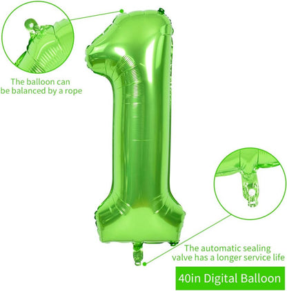 TONIFUL 40-Inch Green Number Balloons 0-9 | Helium Foil Mylar for Graduation & Birthday Celebrations