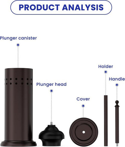 DOWRY Anti-Hand Off Toilet Plunger with Holder for Bathroom,Powerful Efficient Force Suction Cup,Heavy Duty, Deep Cleaning Bronze