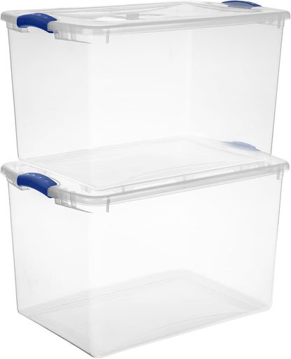 66 Quart Clear Plastic Storage Bins by [Brand Name] - Large Stackable Containers with Secure Latches for Home & Office