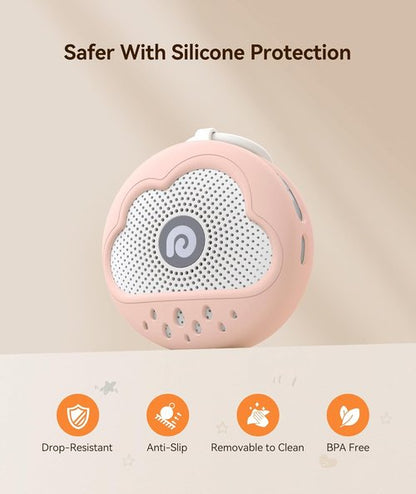 Dreamegg White Noise Machine - Portable Sound Device with 21 Soothing Sounds & Safe Silicone Cover | Pink