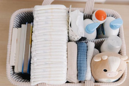Itsy Bitsy Tot Diaper Caddy Organizer - Baby Pink Curdoroy Baby Storage Bin for Nursery & Car | Baby Shower Basket & registry Essential