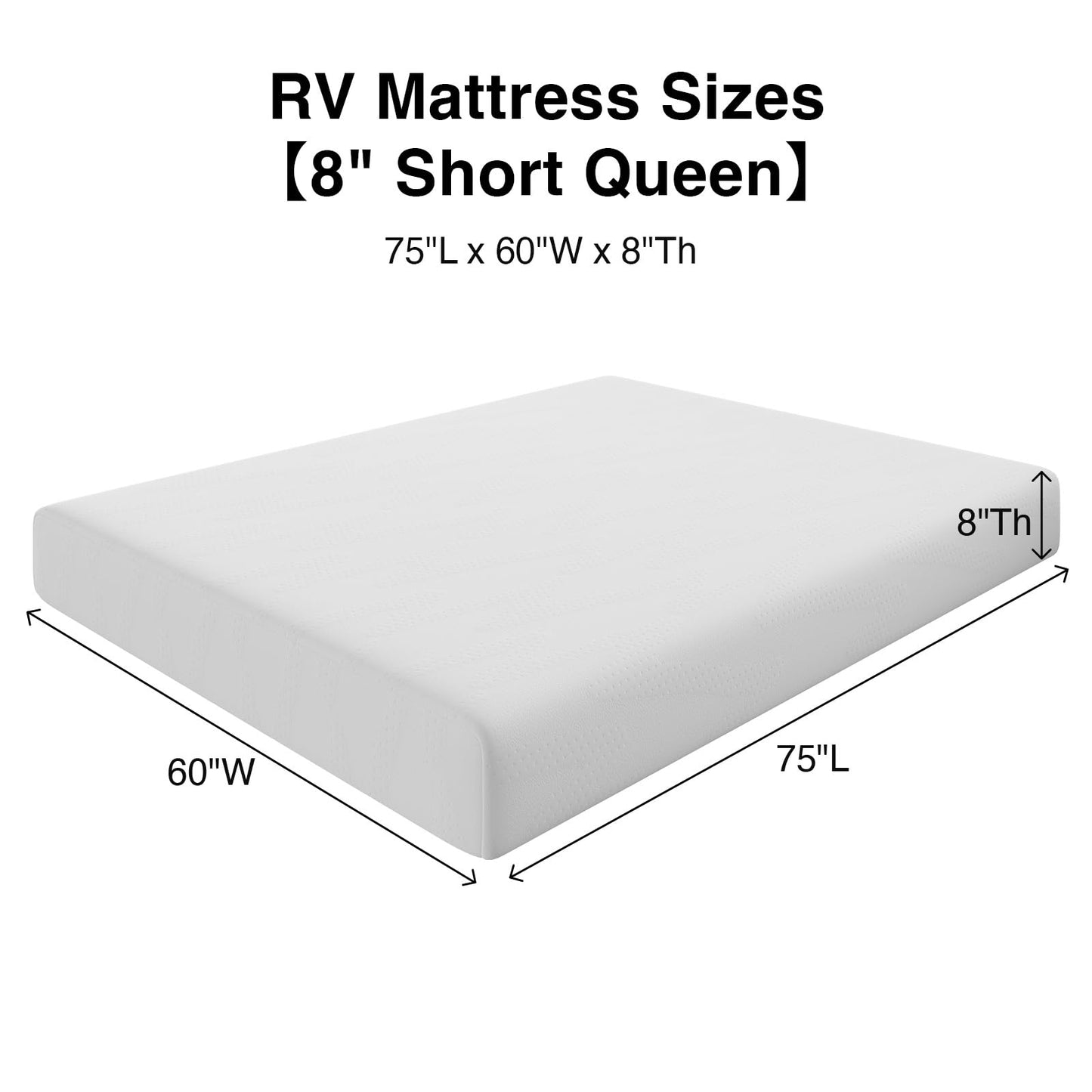 Novilla 8 Inch RV Short Queen Mattress, Gel Memory Foam Short Queen Size Mattress for RVs, Campers & Trailers, Cooling & Breathable Design, CertiPUR-US Certified, 75"x60"