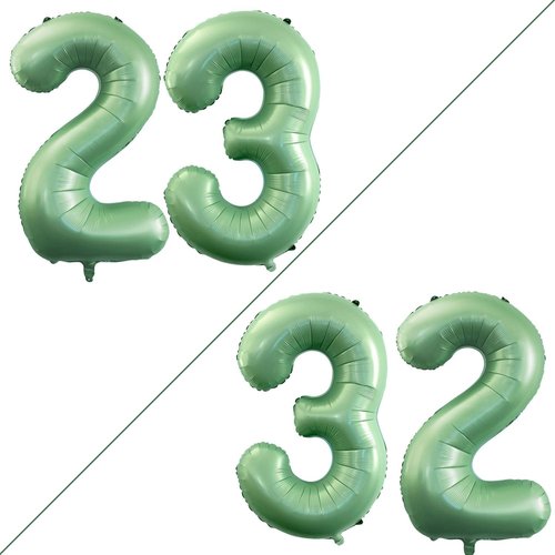 GOER 23-Inch Jumbo Number Balloons - 42 Inch Sage Green Foil for 23rd Birthday Party Decorations