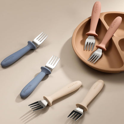 Skiennix Toddler Forks Set - 6-Piece Kids Safe Utensils with Silicone Handles | BPA-Free, Dishwasher Safe