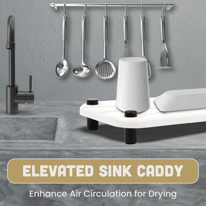 Skiennix 2pc Stone Drying Tray - Diatomite Sink Caddy & Organizer - Water Absorbing Bathroom Mat (White)