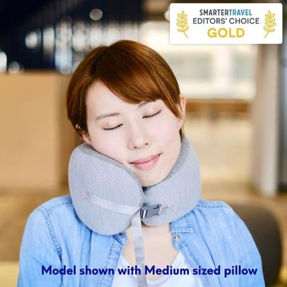 C CUSHION LAB Travel Pillow - Award-Winning Ergonomic Memory Foam for Neck & Chin Support | Compact Gray Design
