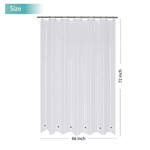 Mrs Awesome 66x72 Shower Curtain Liner with 6 Magnets Clear Thick PEVA Waterproof Plastic Shower Curtain 66 x 72 inches, Clear