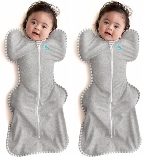 Love to Dream Swaddle UP - Gray Newborn Swaddle for Better Sleep | 5-8.5 lbs, Arms Up Design (Pack of 2)