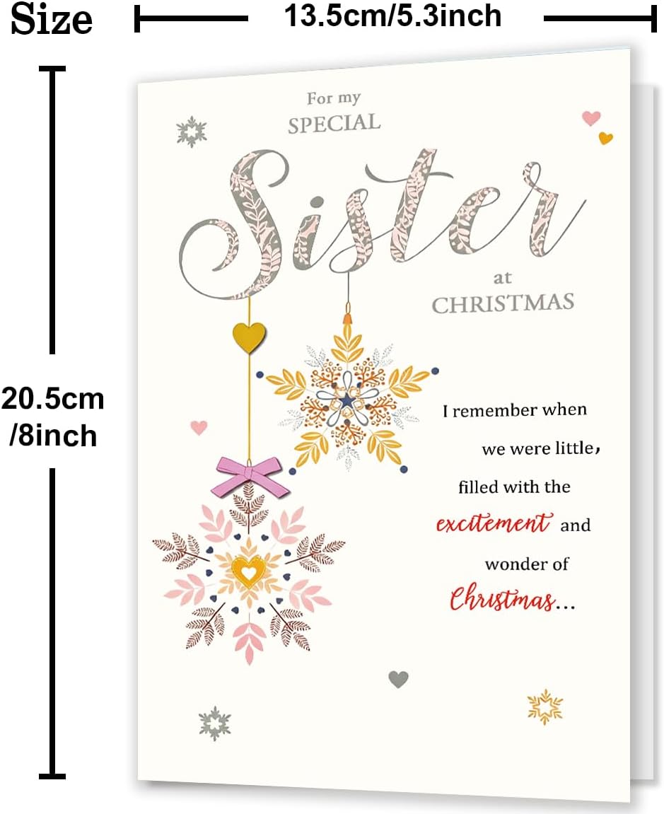 Sister Christmas Card - Merry Christmas Wishes | Perfect Gift for Sisters