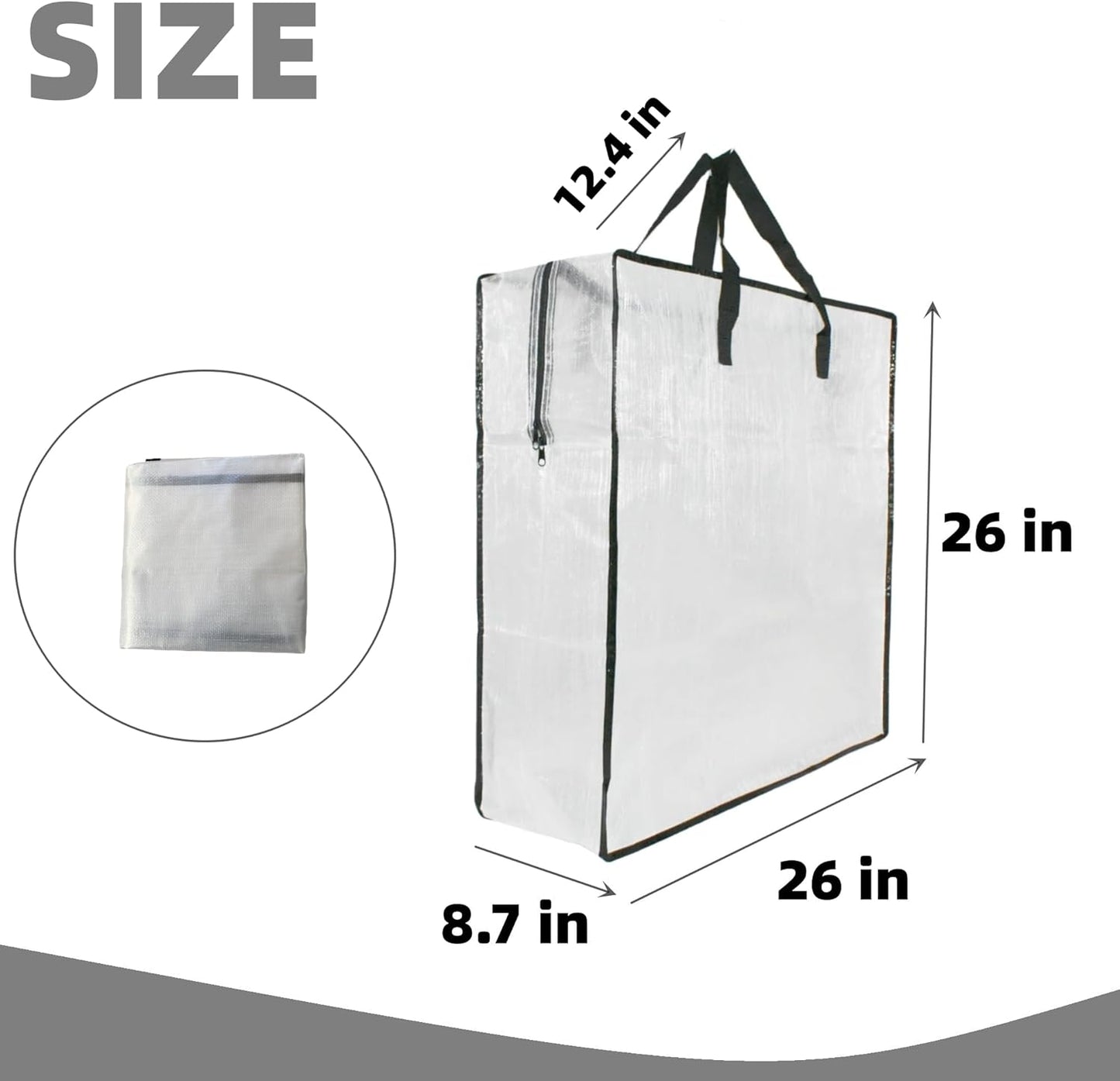 Skiennix 9-Pack Clear Storage Bags - Zipper & Handle Design for Easy Packing | Ideal for Blankets, Clothes, and Bedding