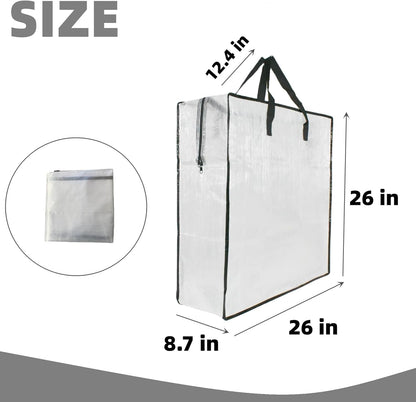 Skiennix 9-Pack Clear Storage Bags - Zipper & Handle Design for Easy Packing | Ideal for Blankets, Clothes, and Bedding