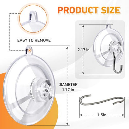 KORCCI Suction Cup Hooks - 12 Pack, 10LB Max Load, Clear Medium Cups, No Trace & Reusable | Ideal for Tile & Glass