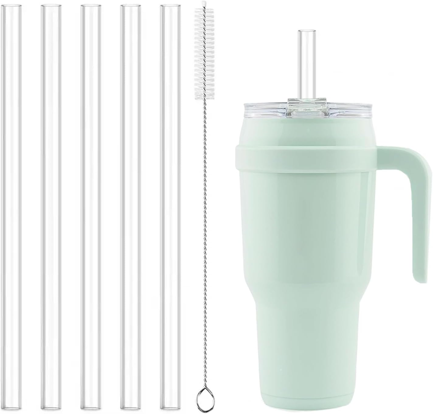 Reduce Replacement Straws - 5 Pack Reusable Straws with Cleaning Brush for 50 oz & 40 oz Tumblers | Clear Plastic