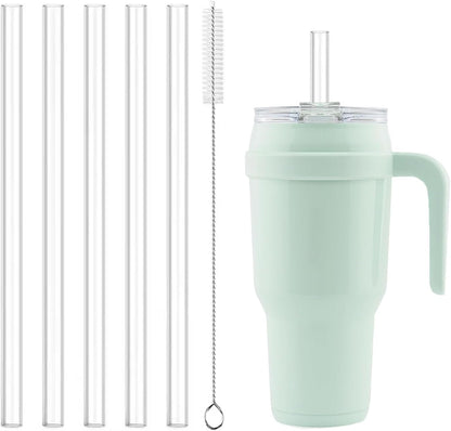 Reduce Replacement Straws - 5 Pack Reusable Straws with Cleaning Brush for 50 oz & 40 oz Tumblers | Clear Plastic