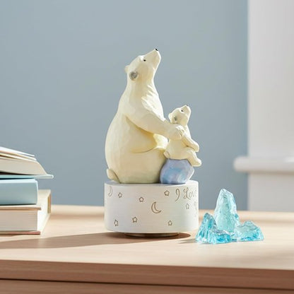 AIDLNS Polar Bear Music Box - Hand-Painted Figurine with "I Love You to the Moon" | Perfect Gift for Family