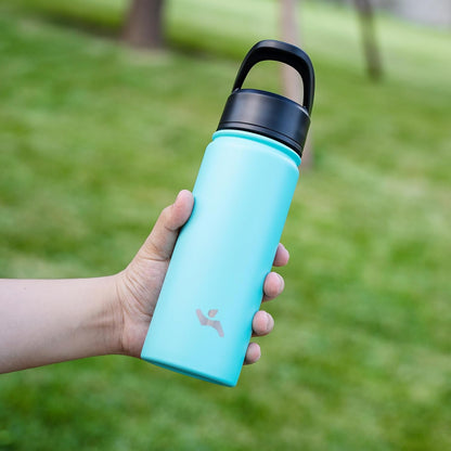 Skiennix 22oz Stainless Steel Water Bottle - Insulated with 3 Lids | Turquoise Color