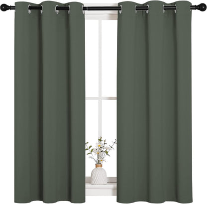 NICETOWN Blackout Curtain Panels - Thermal Insulated Grommet Top Drapes for Bedroom | 2 Panels, Dark Mallard, W34 x L45-Inch