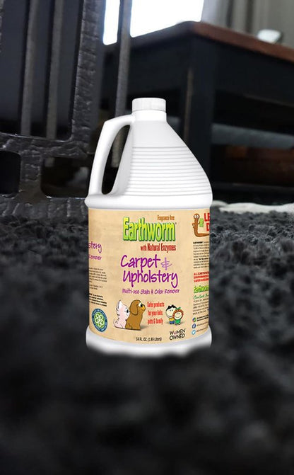 Earthworm Carpet & Upholstery Cleaner Multi-Use Stain & Odor Remover - Natural Enzymes, Safer for Family, Environmentally Responsible - 128 oz