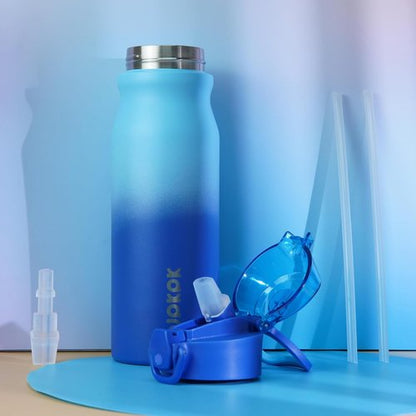 BJPKPK Insulated Water Bottle - 25oz Stainless Steel Flask with Straw & Carry Handle - Sky Blue