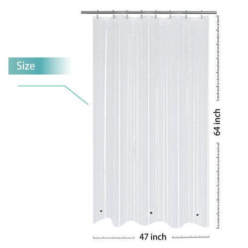 Mrs Awesome RV Stall Shower Curtain Liner with 3 Magnets 47 x 64 inch, Waterproof Thick PEVA Shower Liner for Bathroom 47x64, Clear
