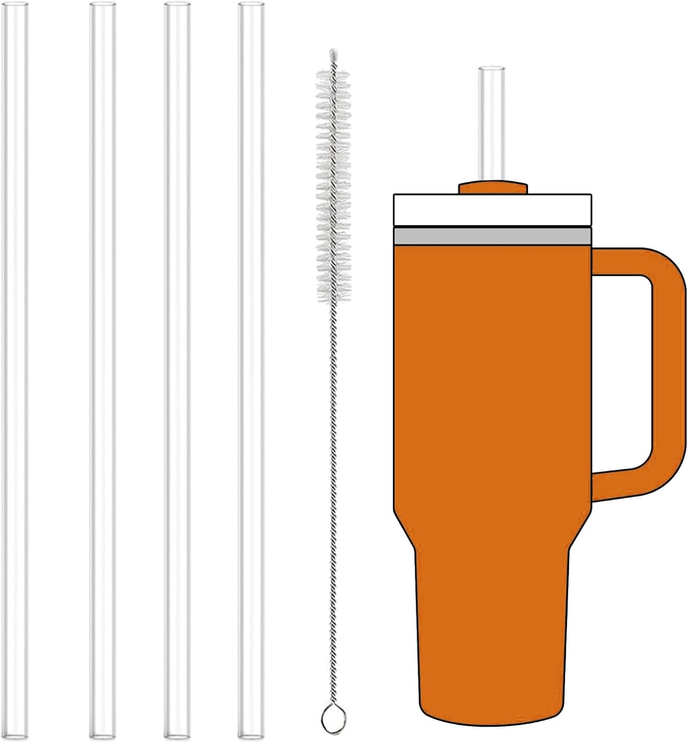 Stanley Clear Straw Set - 4 Replacement Straws + 1 Cleaner Brush for 40 oz & 30 oz Tumbler