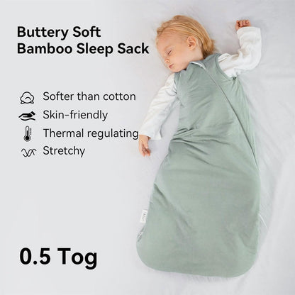 BubblePanda Bamboo Sleep Sack - Soft & Lightweight 0.5 Tog for Toddlers 18-24 Months | 2-Way Zipper Design