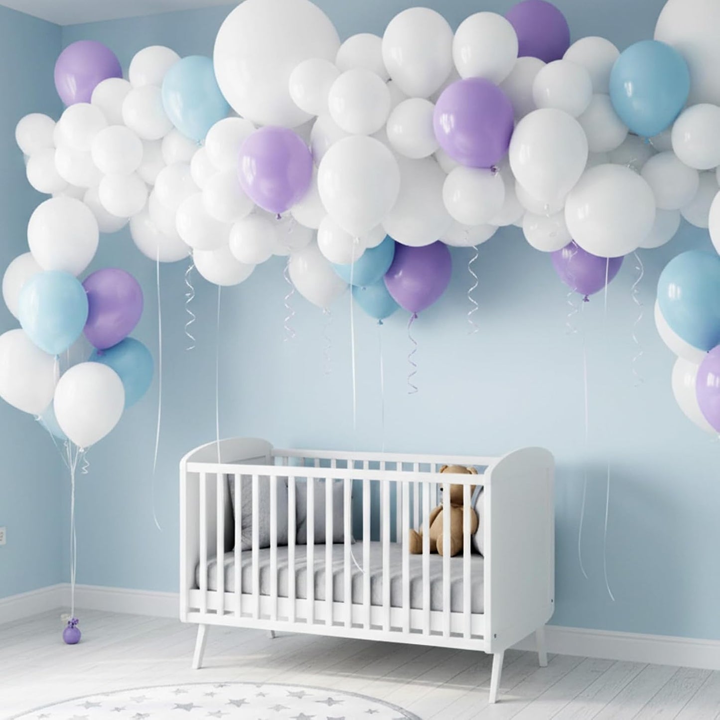 RUBFAC 154-Piece White Latex Balloon Set - Various Sizes for Birthday, Wedding & Baby Shower Decor