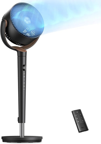 DREO Oscillating Standing Fan - Quiet 9-Speed Pedestal Fan with 120° Rotation & Adjustable Height 37-42" - Dark Gray