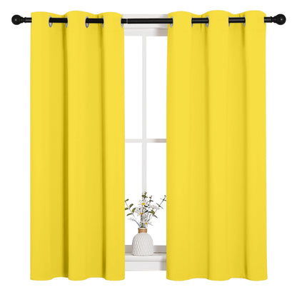 NICETOWN Bedroom Curtain Panels Draperies, Thermal Insulated Solid Grommet Curtains/Drapes (Bright Yellow, 1 Pair, 34 by 45-inch)