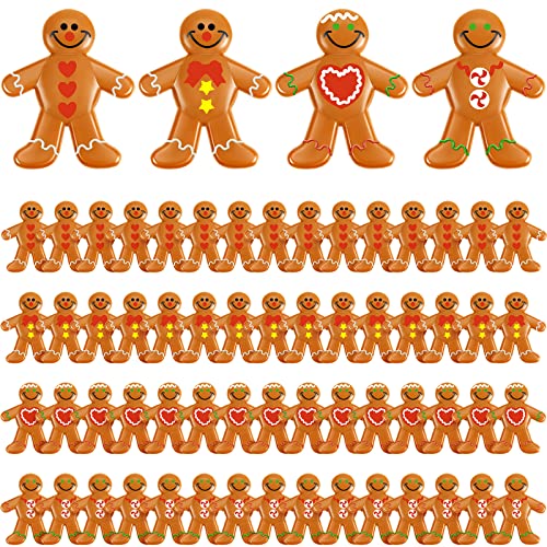 Christmas Gingerbread Man Ornaments Bulk PVC Mini Figurines - 60 Pieces, 4 Styles
