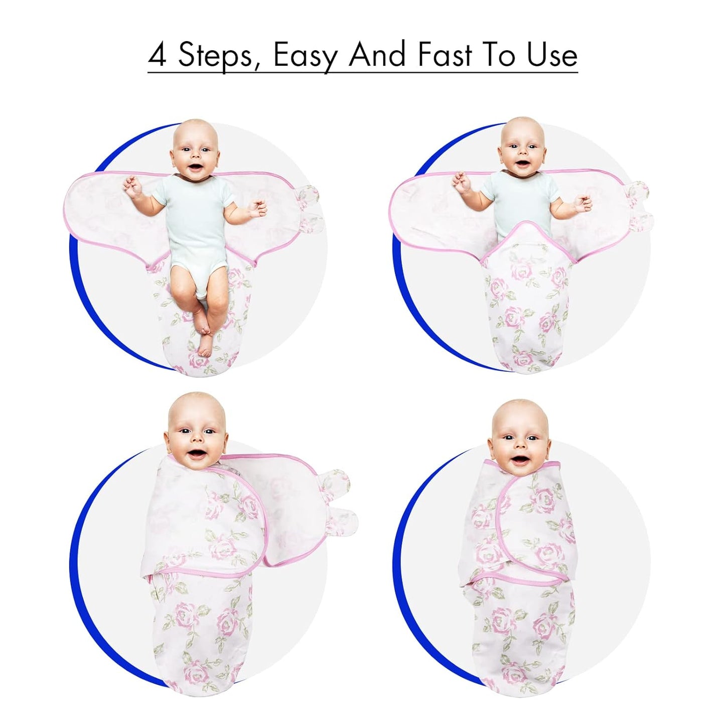 Skiennix Organic Baby Swaddle Sleep Sacks - 4-Pack Adjustable Cotton Wraps for Newborns (0-3 Months)