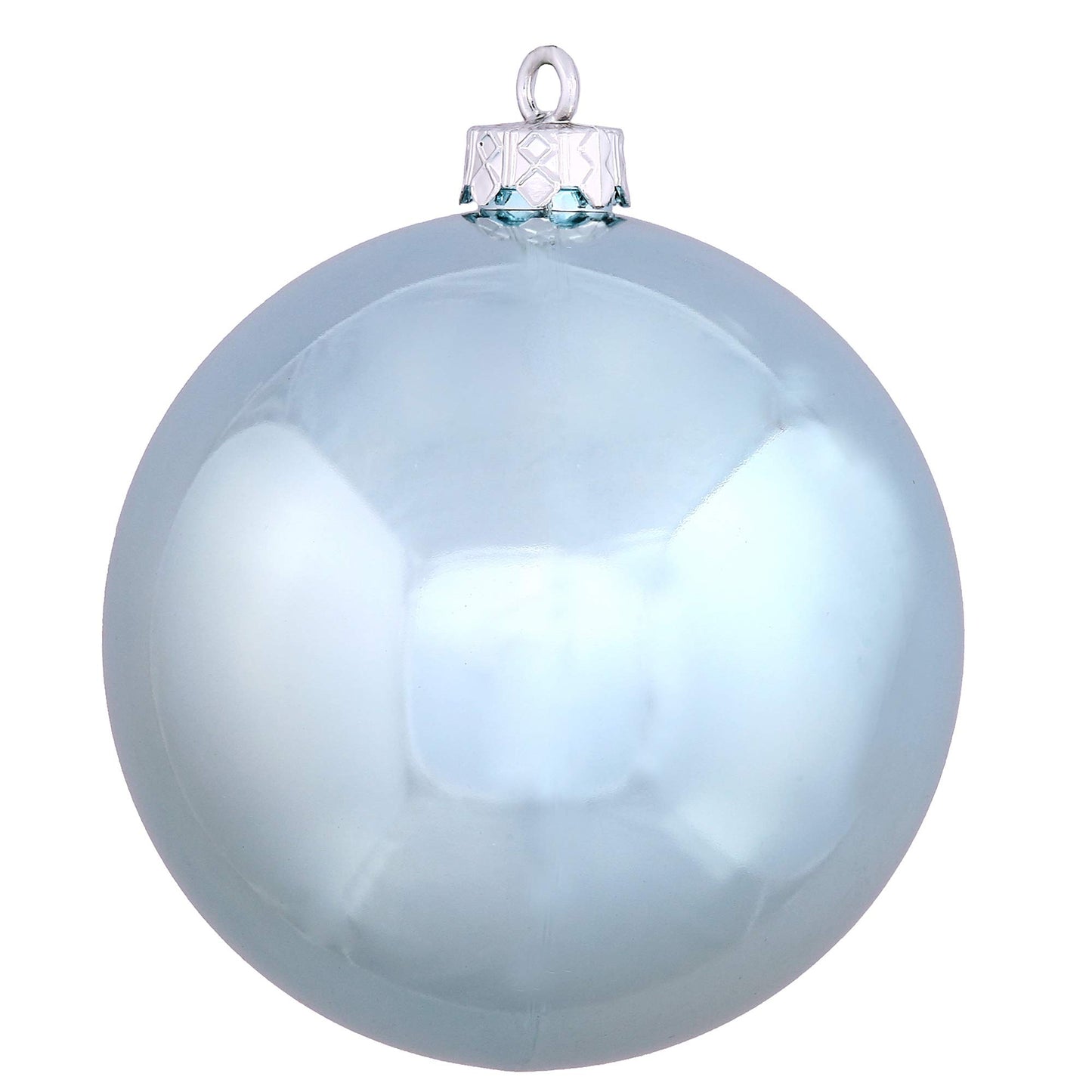 Vickerman Shiny Finish Shatterproof Christmas Ball Ornament, UV Resistant with Drilled Cap, 24 per Bag, 2.4", Baby Blue