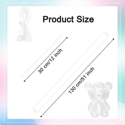 260 Clear Long Balloons by [Brand Name] - Perfect for Balloon Arches & Animal Twisting | 100Pcs Skinny Stretchy Tie Balloons