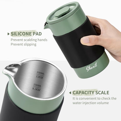 Skiennix French Press - 350ml Stainless Steel Coffee Maker | Portable 2-Cup Cafetiere for Ground Coffee