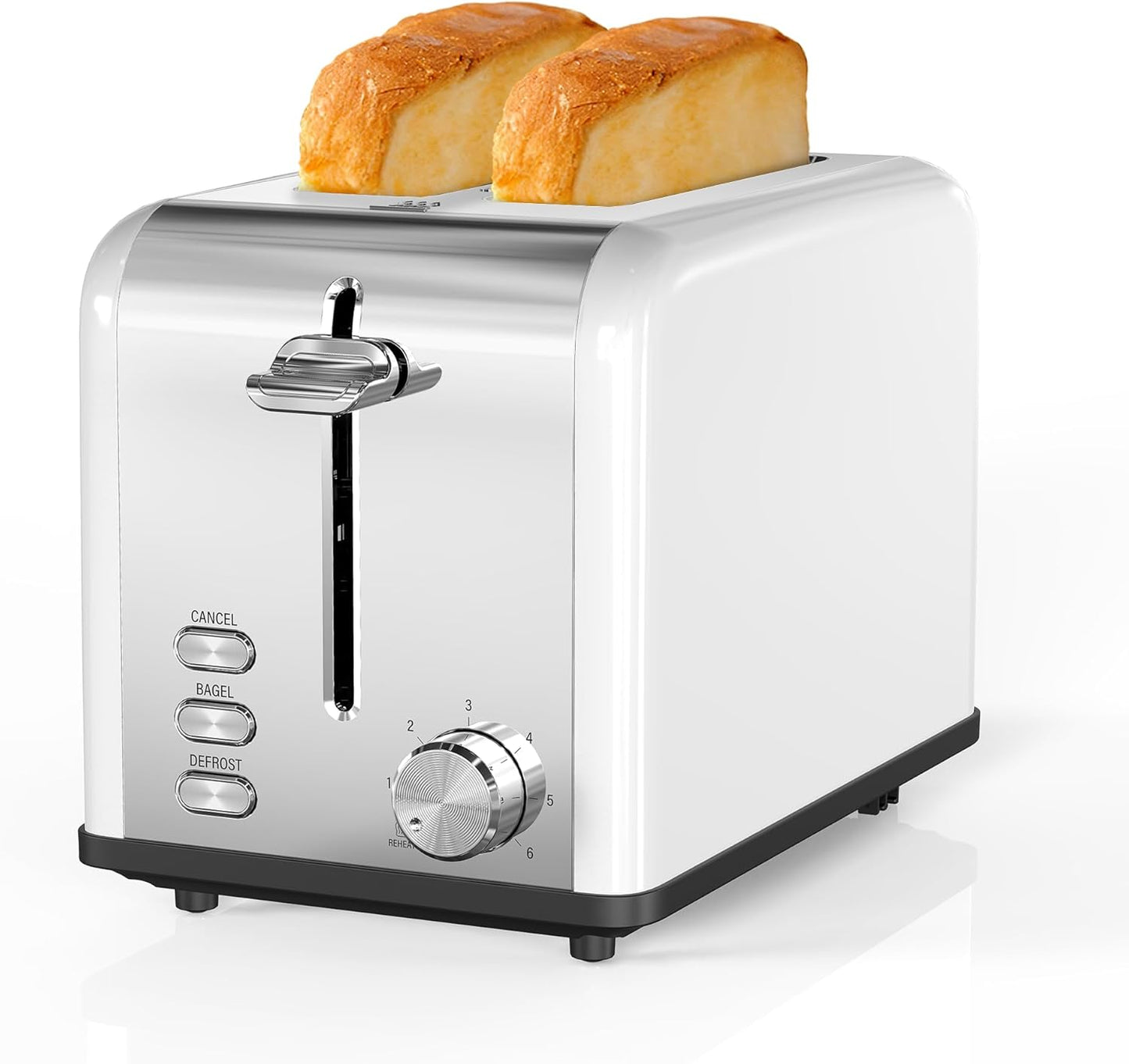 Simple Deluxe 2-Slice Toaster - 6 Browning Settings, Extra Wide Slot & Removable Crumb Tray - White