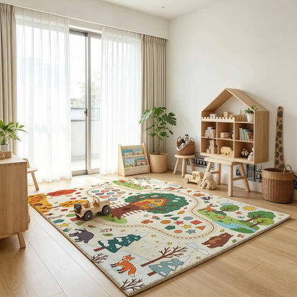 Tree House Learning Rug 3x5 ft - Kids Bedroom Educational Play Mat with Forest Design - Variation of THIS listing