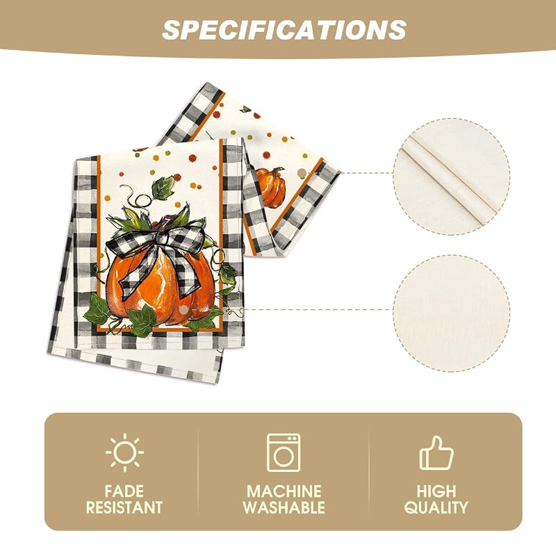 Artoid Mode 13x60 Inch Table Runner - 210 GSM Polyester, Black/Beige/Orange+ Variation