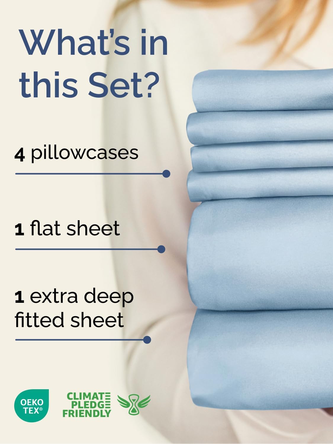 Skiennix Extra Deep King Sheet Set | 6-Piece Breathable Cooling Bedding - Soft, Wrinkle-Free Sky Blue