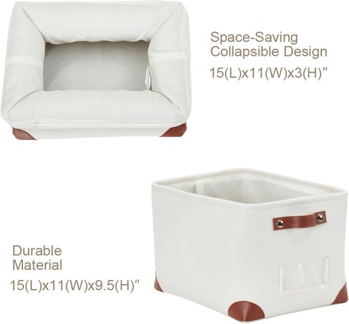 DECOMOMO White Storage Bins - Fabric Baskets for Shelves & Linen Closet Organization | Large 3-Pack with Label Holder