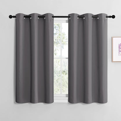 NICETOWN Grey Blackout Curtain Panels - Thermal Insulated Grommet Top Drapes | 2 Panels, W34 x L36-Inch