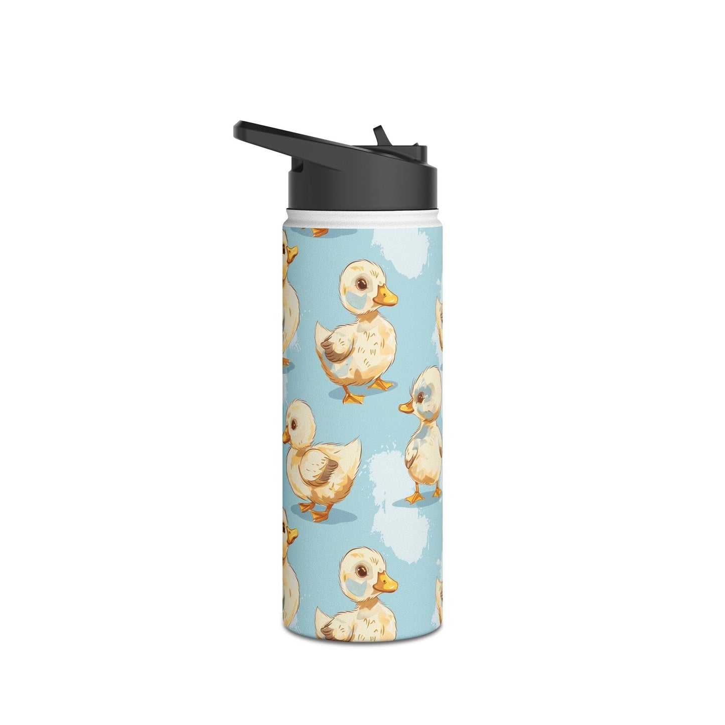 Insulated Water Bottle Thermos, 18oz, Cute Baby Ducklings - Double Walled Stainless Steel, Keeps Drinks Hot or Cold