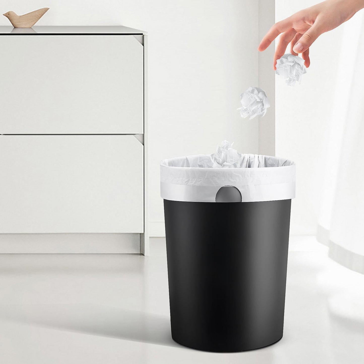 TIPGO 5 Gallon Trash Bags Drawstring, Pre-Cut Strong Wastebasket Bin Liners, White Garbage Bags for Home, Office, Bathroom (Code E, 60 Count)